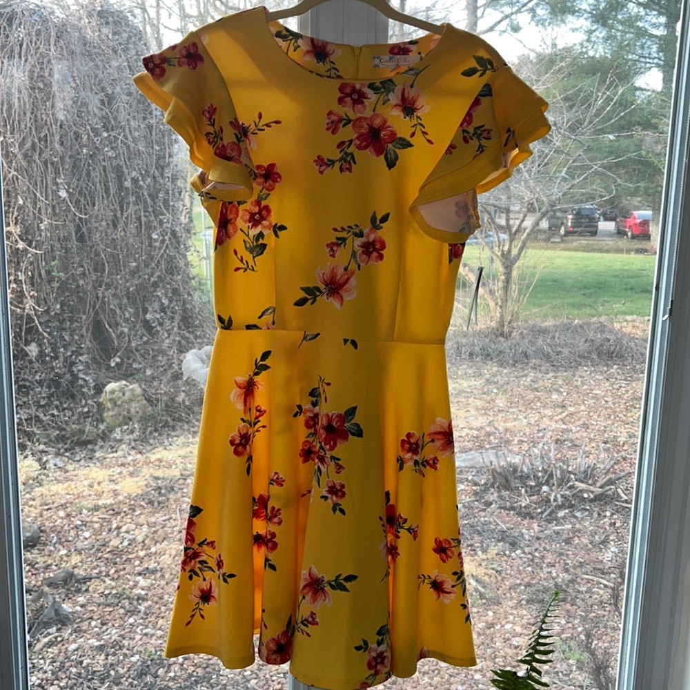 NWT Cloud & Sky Floral Mustard Dress